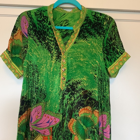 Queen Mulock 💯 Silk butterfly t shirt mini dress - Picture 4 of 17